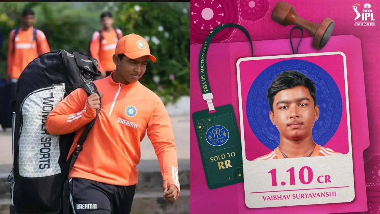 Vaibhav Suryavanshi
The talk of the town, Vaibhav Suryavanshi, who became the youngest to get picked in the league's auction history, is yet to make an appearance. Cricket fans are eager to witness his strokes at the highest level of the format
(Pic: File Pic)
