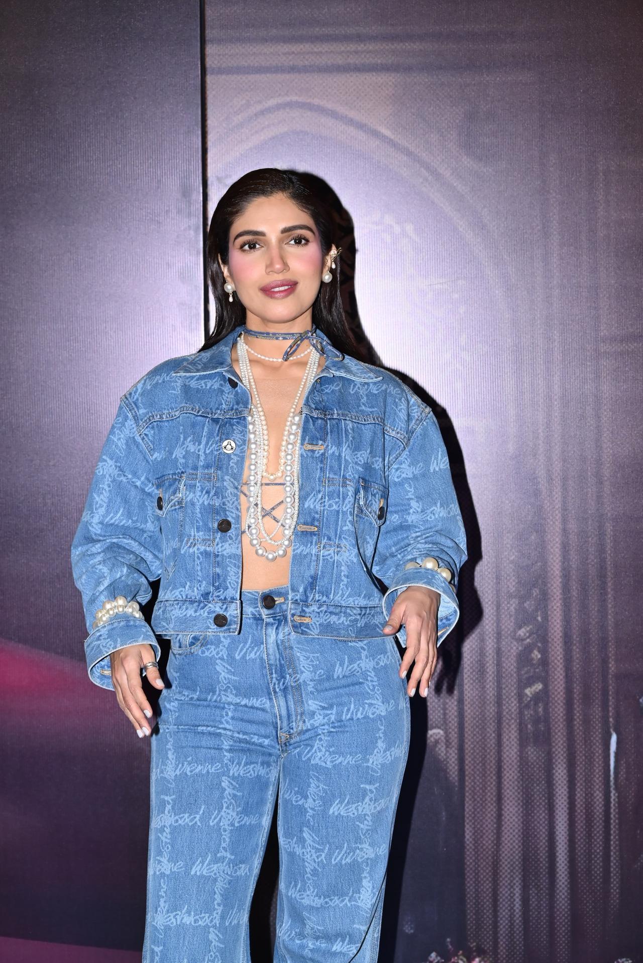 Bhumi Pednekar went maximalist in a co-ord set accessorised with pearls.