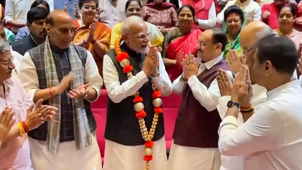 In Photos: PM Modi felicitated by MPs in NDA Parliamentary party meeting