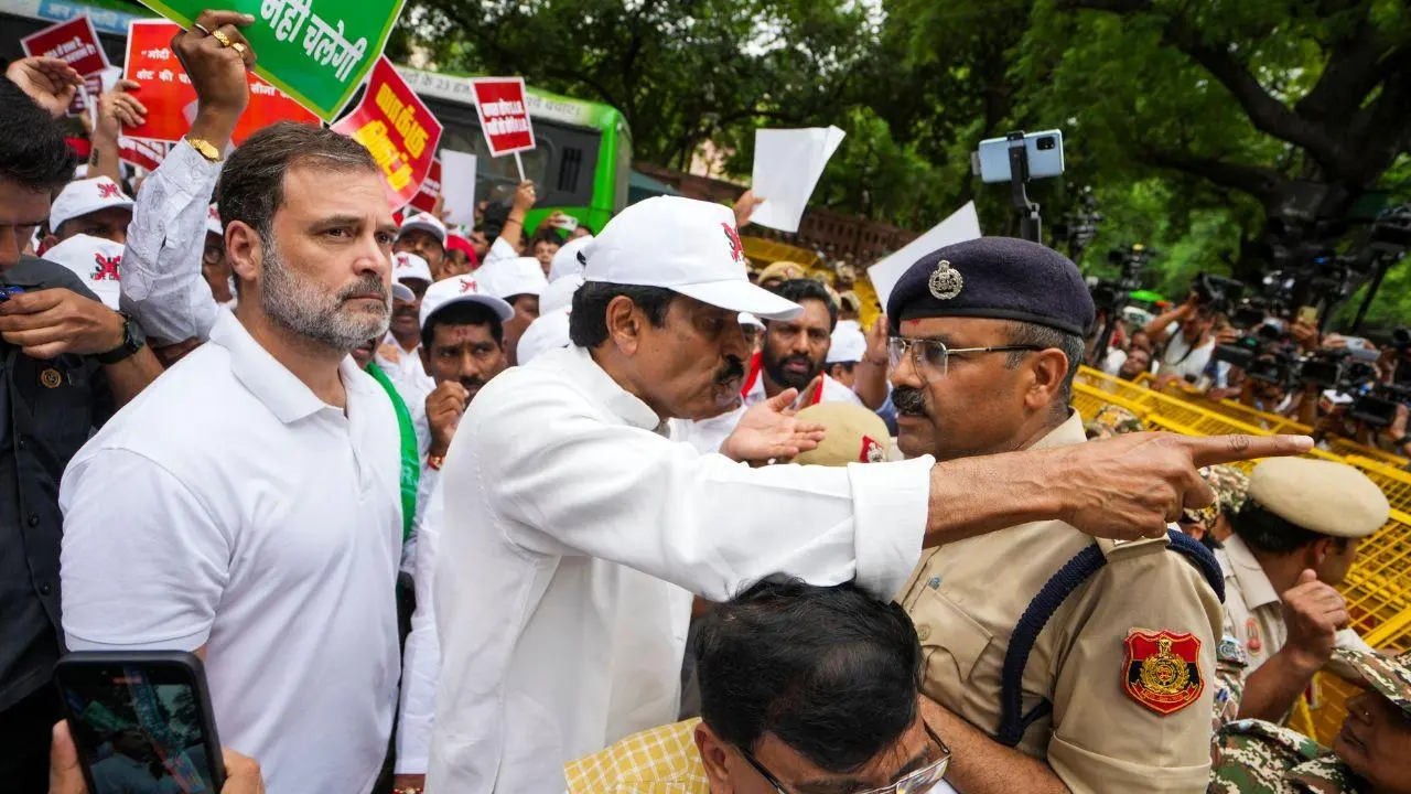 In Photos: Rahul Gandhi and INDIA Bloc MPs detained during protest