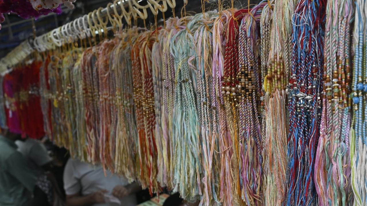 Rakhis with shades of yellow, blue, green, red, and other colours created a vibrant atmosphere at the market