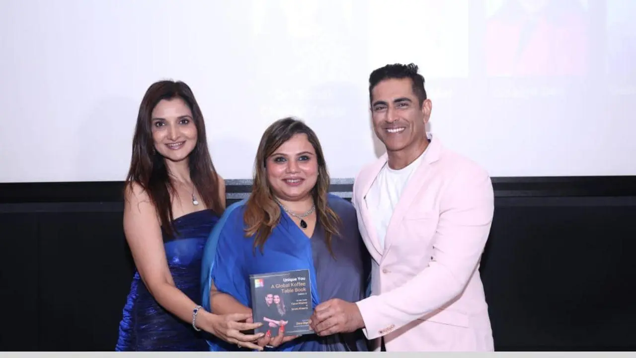 “Unique You – A Global Koffee Table Book by Diva Dipti unveiled at Sahara Star, cover graced by Tarun & Smriti Khanna.”