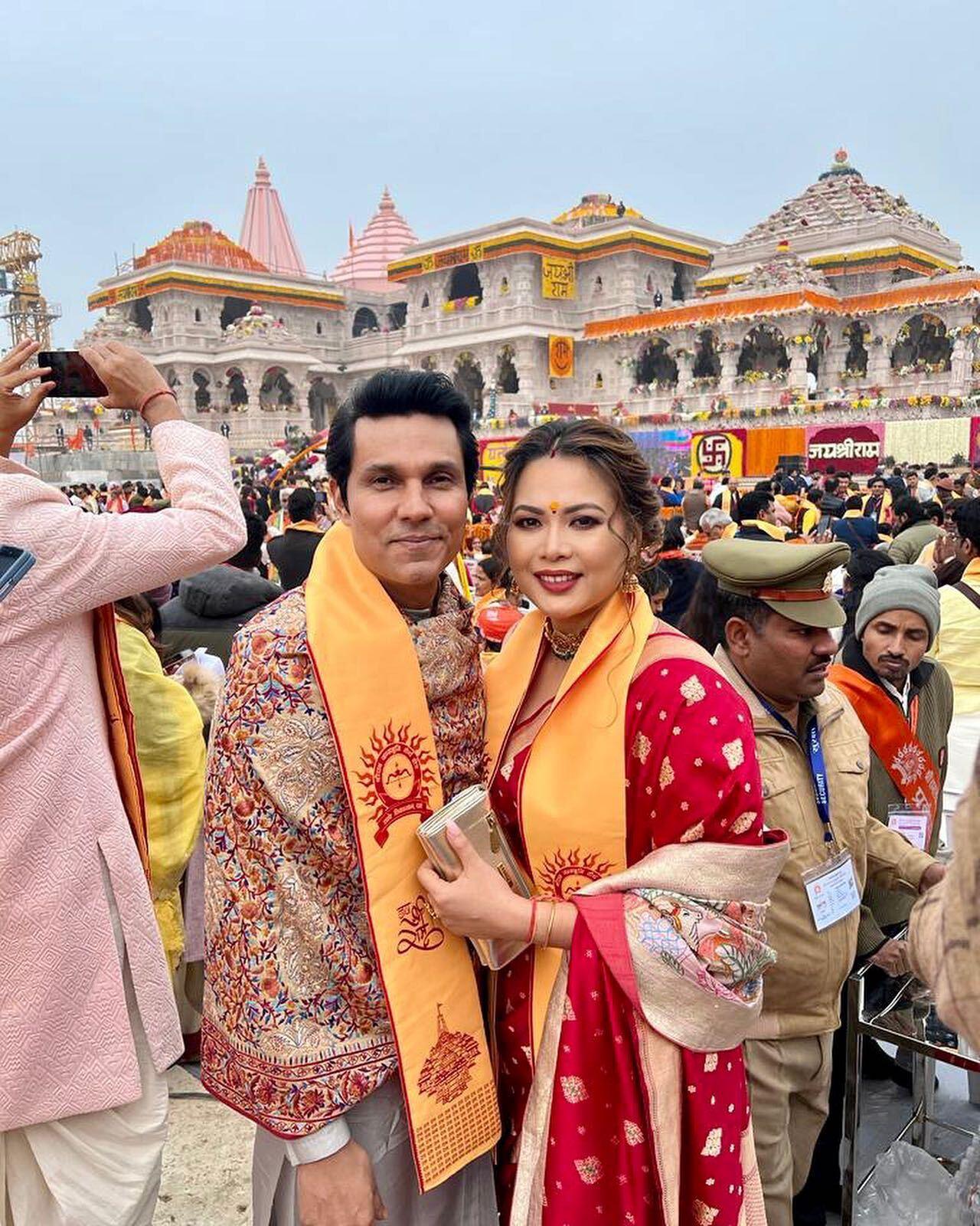Randeep is also a spiritual person and this picture of inaugural ceremony of sacred Ram Mandir speaks volumes of it. He and Lin are dressed up in traditional attires as they were a part of the Pran Pratistha celebrations.