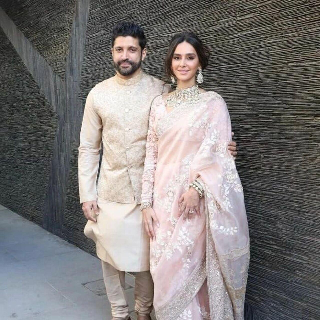 This picture from their engagement radiates they glow of happiness, as they twin in coordinated outfits.