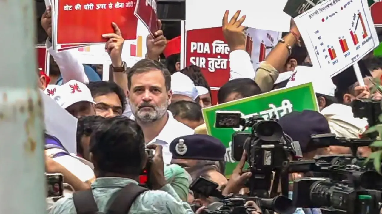 Rahul Gandhi, INDIA bloc MPs detained during protest march over SIR roll