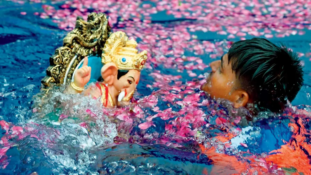 In Photos | Ganeshotsav 2025: Early visarjan brings Mumbai alive on Day 2