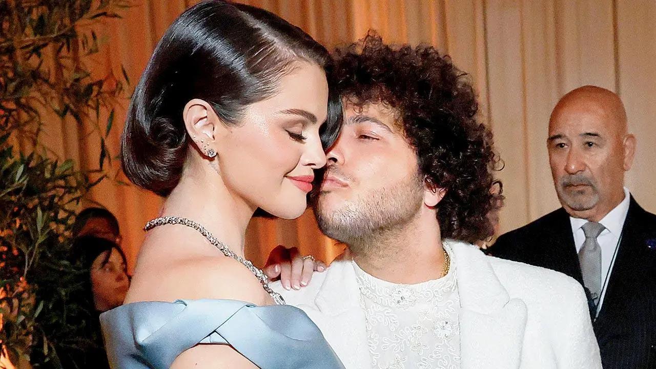 Selena Gomez, Benny Blanco step out for a double date with Logan Lerman and his fiancee