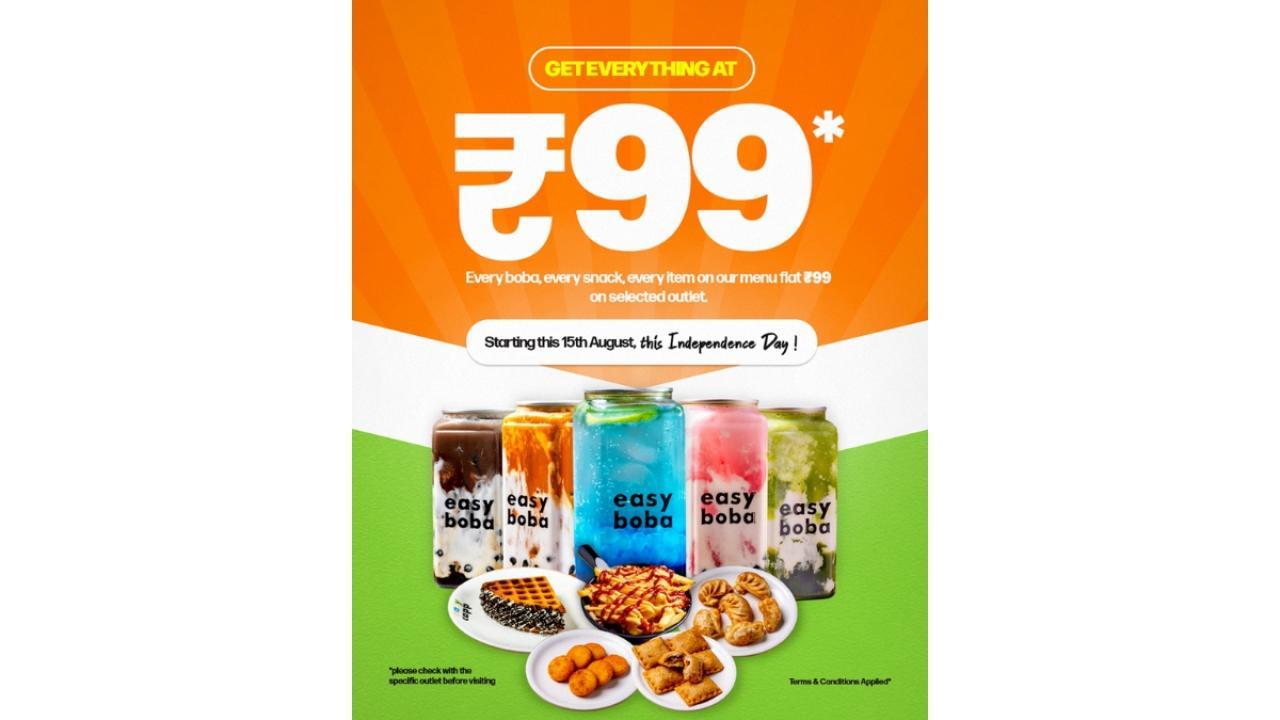 Easy Boba Announces Independence Day Special: Entire Menu at Rs. 99 Across Select Outlets