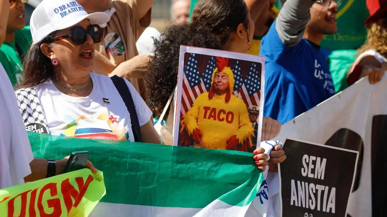 IN PHOTOS: Brazilians protest against Trump tariffs, vow to fight 'injustice'