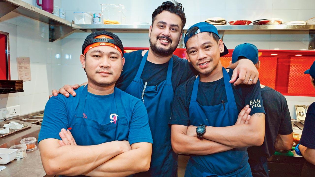 Manav Khanna, head chef, Banng with sous chefs from thailand, Chaiya (l) and Athit Pinta