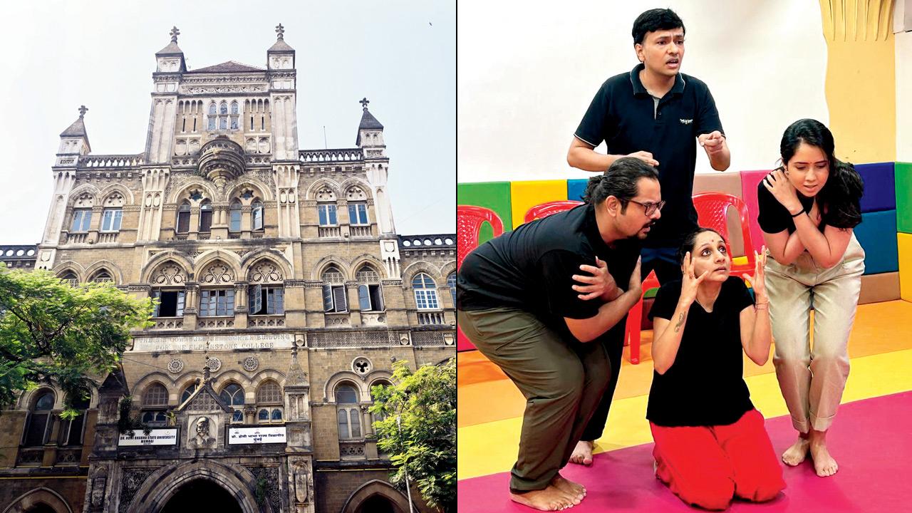 Elphinstone College. File pic/Satej Shinde (right) members of the theatre group in performance. PICS COURTESY/EMPURPLE 