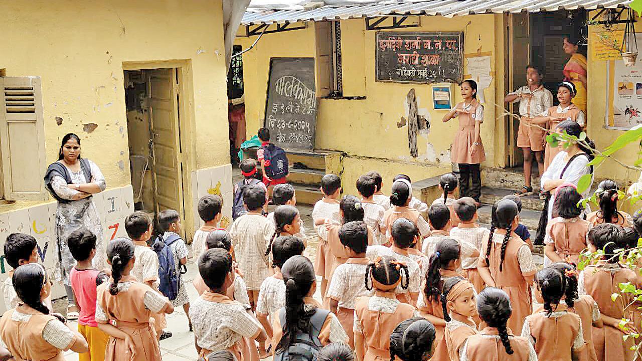 Residents in the area say the Marathi BMC school lacks basic facilities