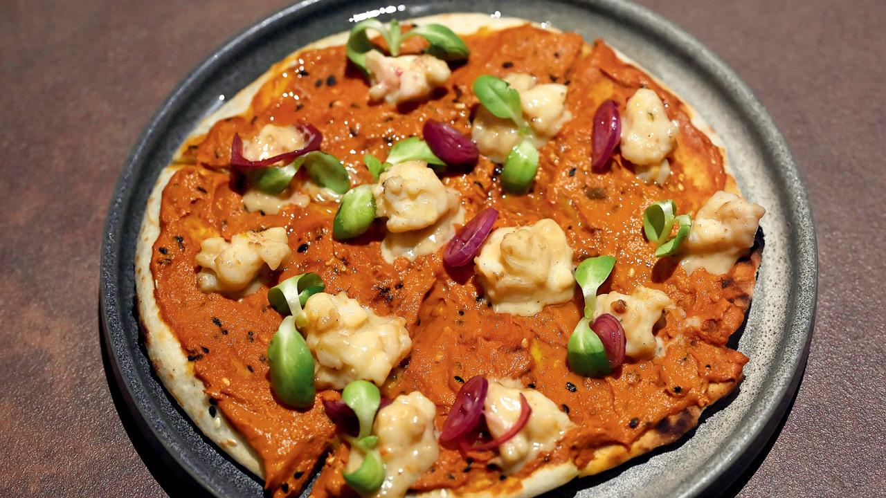 Four Cheese Naan with Romesco Sauce