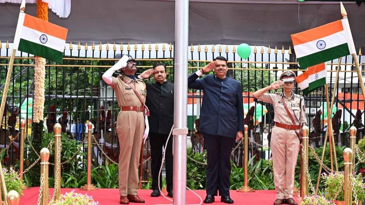 In Photos: Maharashtra CM Fadnavis hoists tricolour at Mantralaya in Mumbai