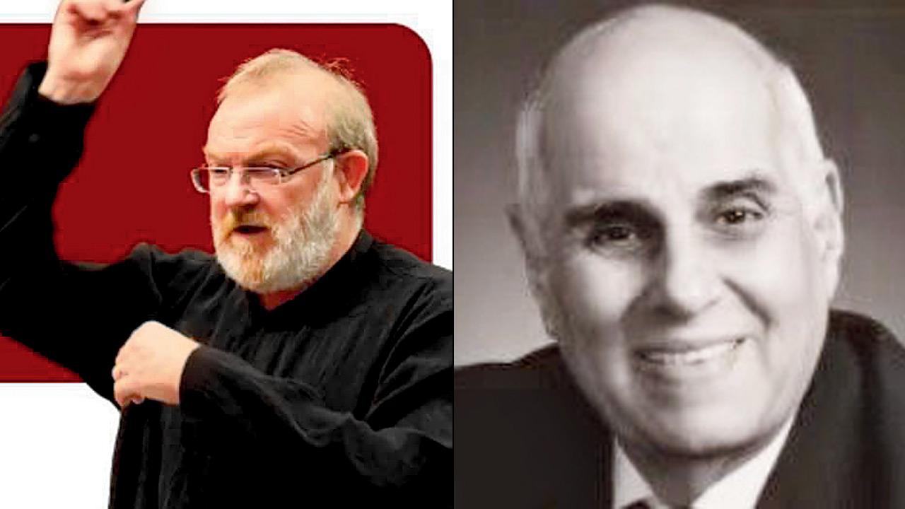 Martyn Brabbins (right) Khusroo Suntook. Pics Courtesy/@symphonyorchestra_india