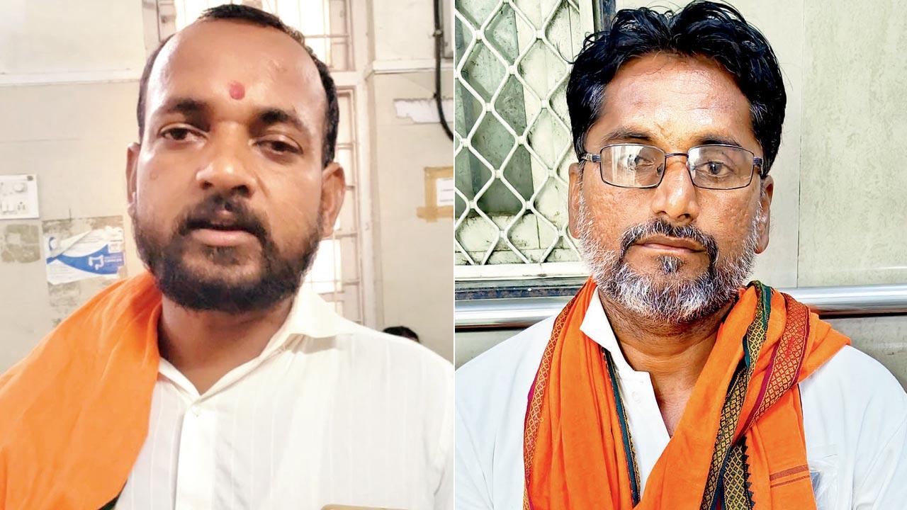 Sandeep Vaijyanath Gavane, 39, was treated at GT hospital with swollen legs after claiming to have cycled  for 10 days; (right) Bharat Madhukar Muley was treated at St George Hospital after suffering from chest pain and breathlessness. Pics/Ritika Gondhalekar