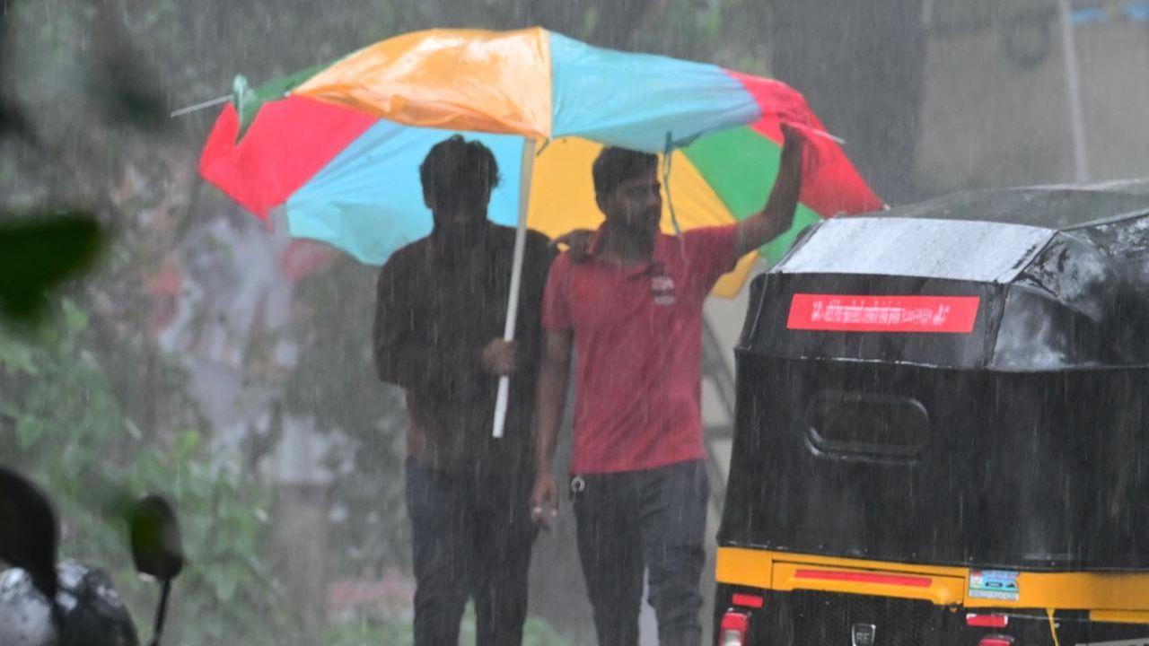 IN PHOTOS: Commuters brave rain at Mumbai's Aarey Colony