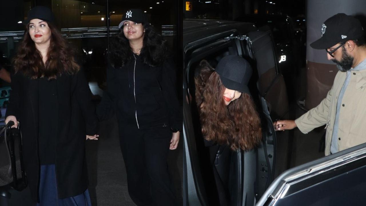 Abhishek Bachchan patiently waits for Aishwarya Rai as she heads to the car