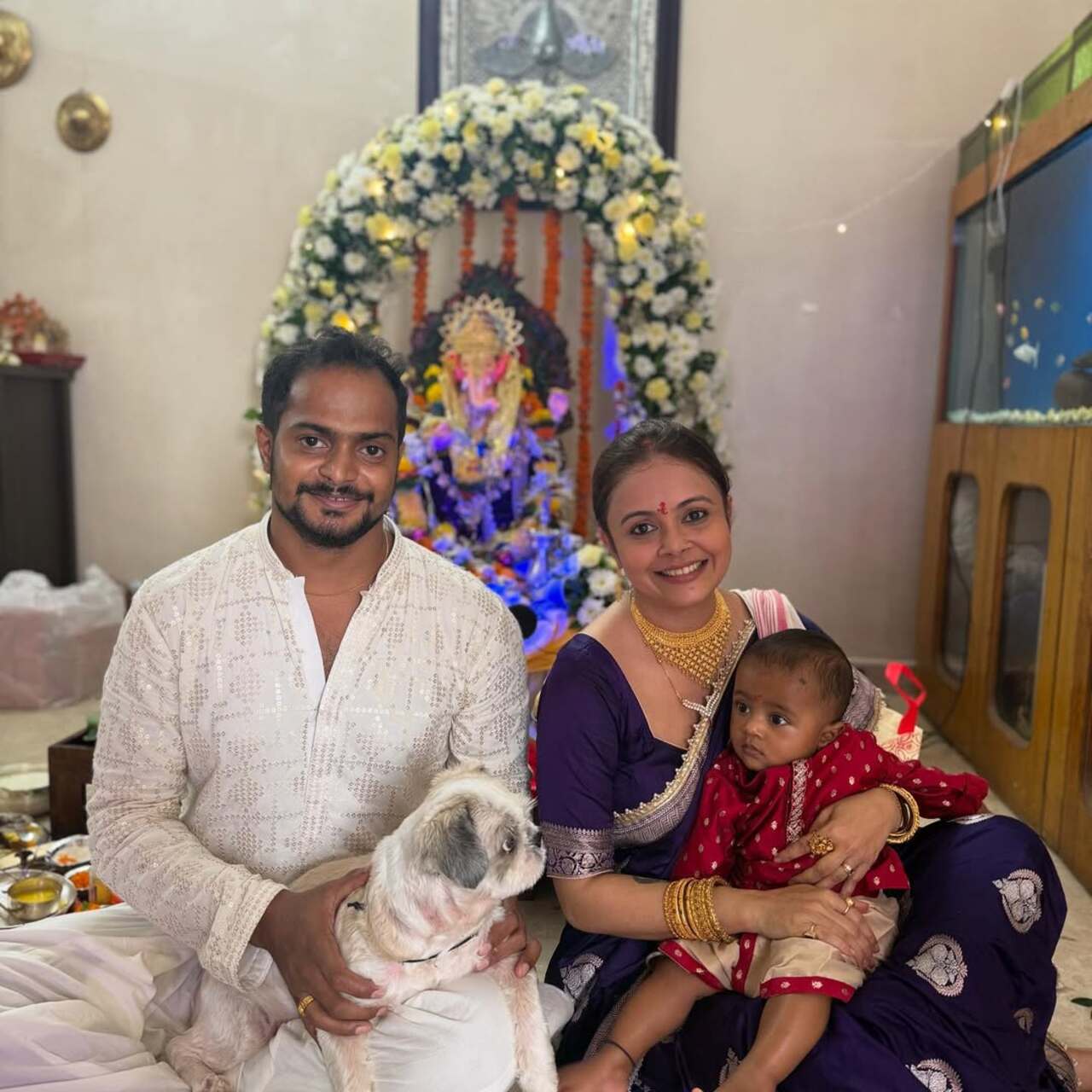 Devoleena and Shanawaz celebrate their first Ganesh Chaturthi as parents, don't miss out the little Joy in their adorable click 