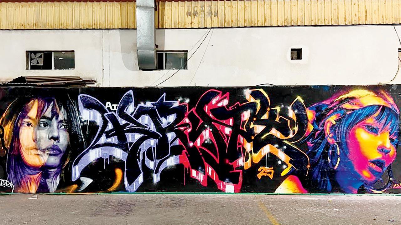 The collaborative graffiti in Al Quoz, Dubai. Pic Courtesy/DKRYPT