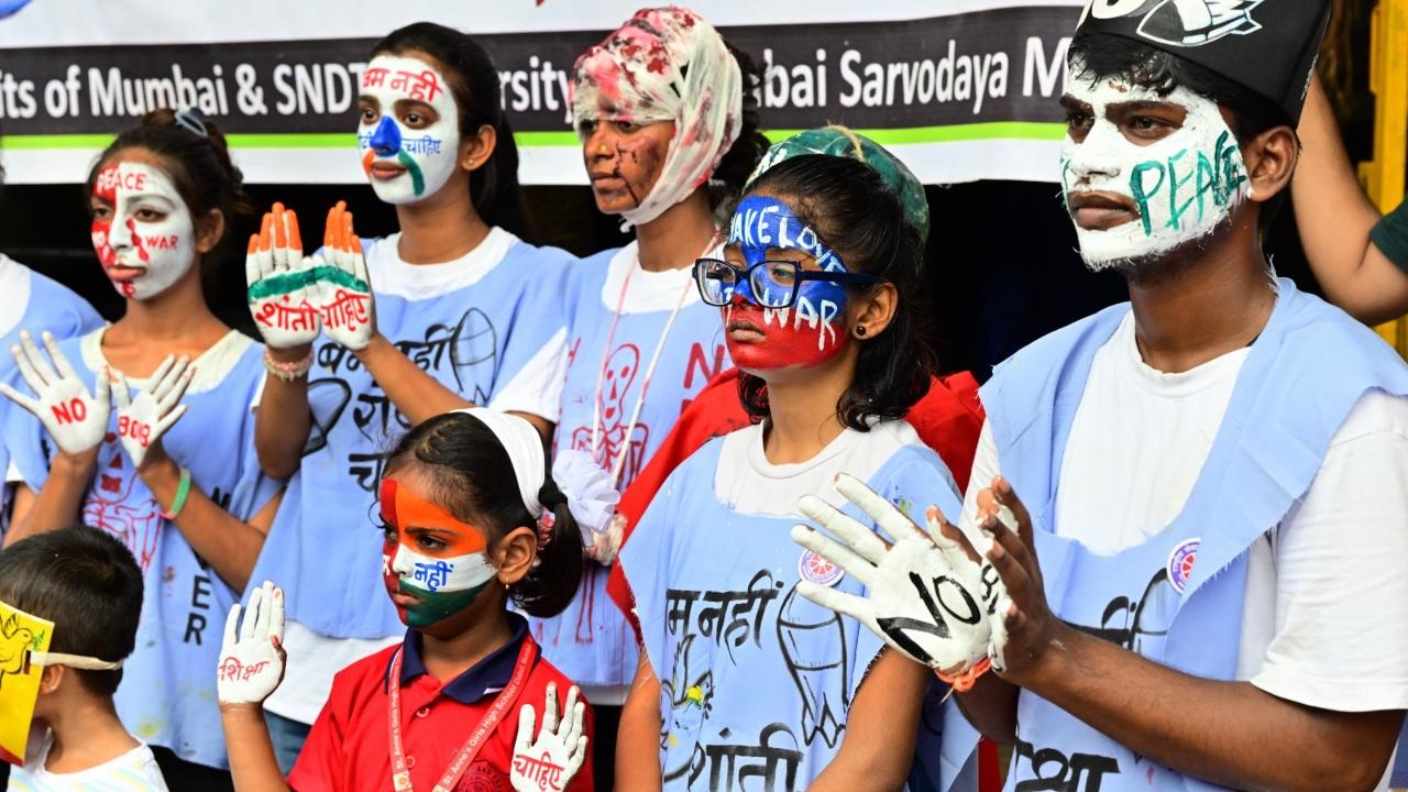 Participants carried banners and placards promoting peace and nuclear disarmament
