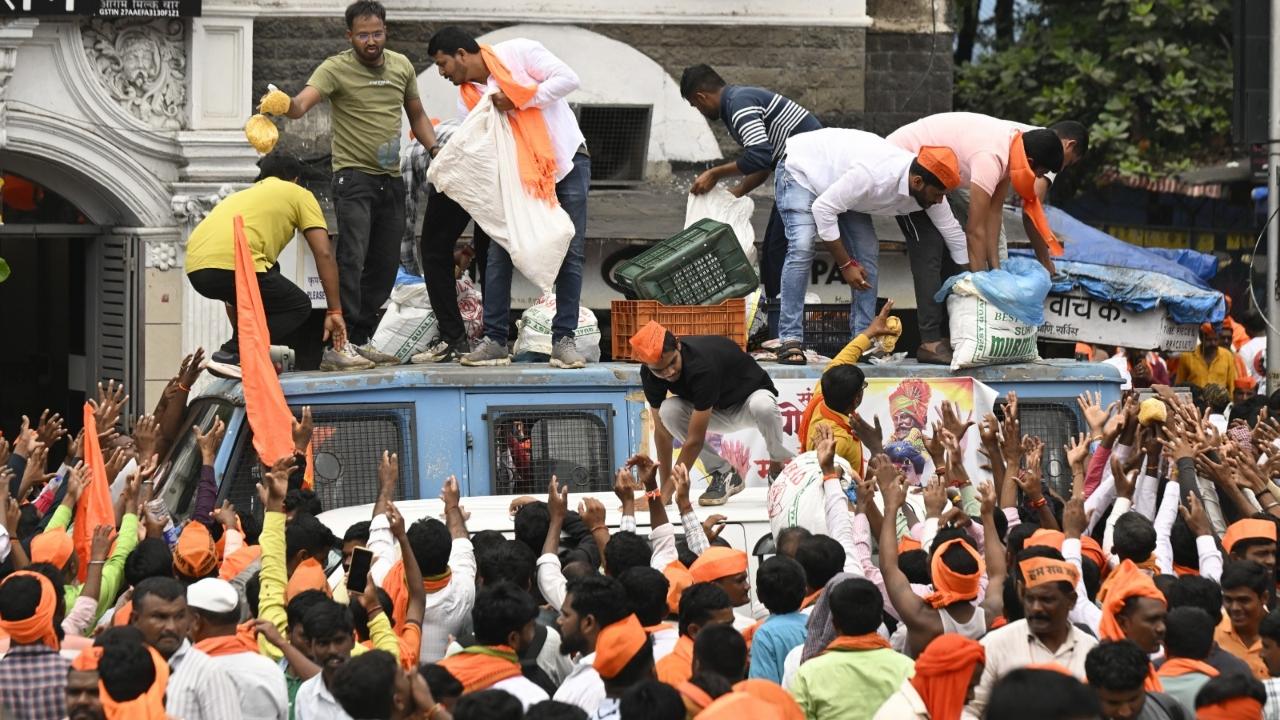 Thousands of protesters have arrived in the state capital from across Maharashtra to join the protest