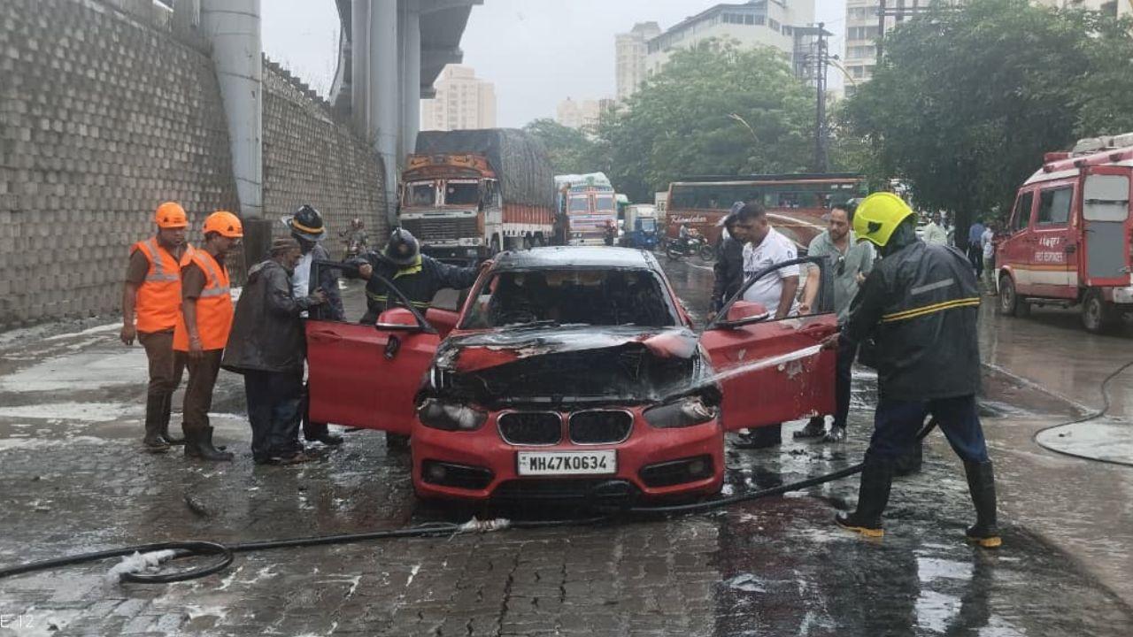 Thane: Car catches fire near Kasarvadavali signal; no injuries reported