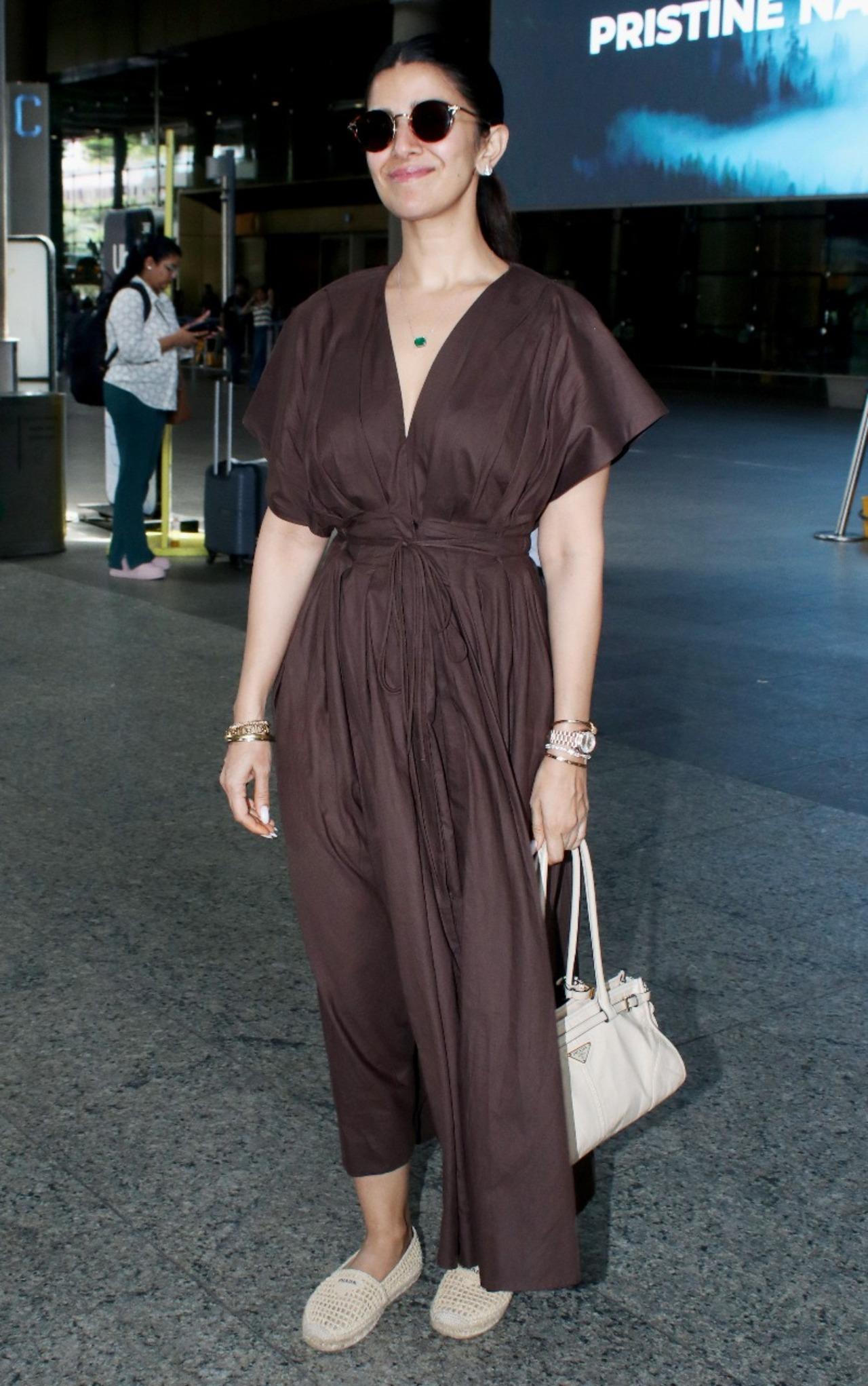 Nimrat Kaur spotted at the airport in a stunning brown rompper 