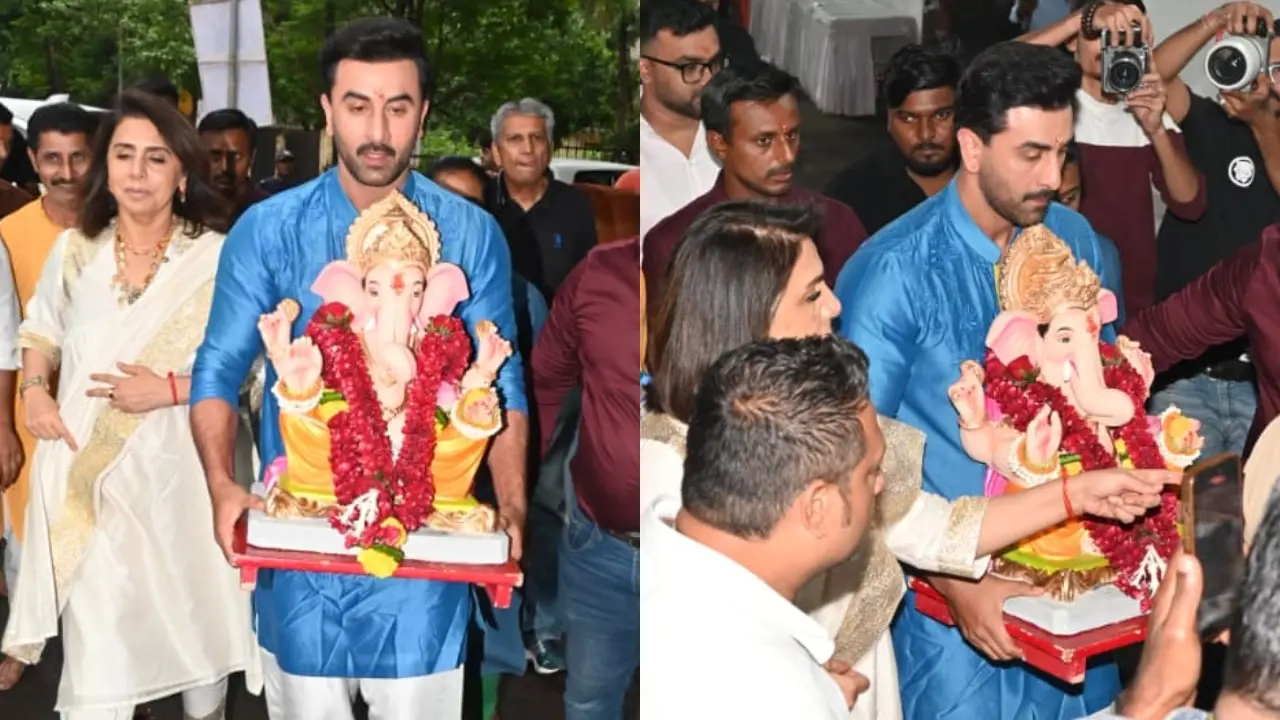 Ganesh Visarjan: Ranbir Kapoor looks dapper in blue as he bids adieu to Bappa