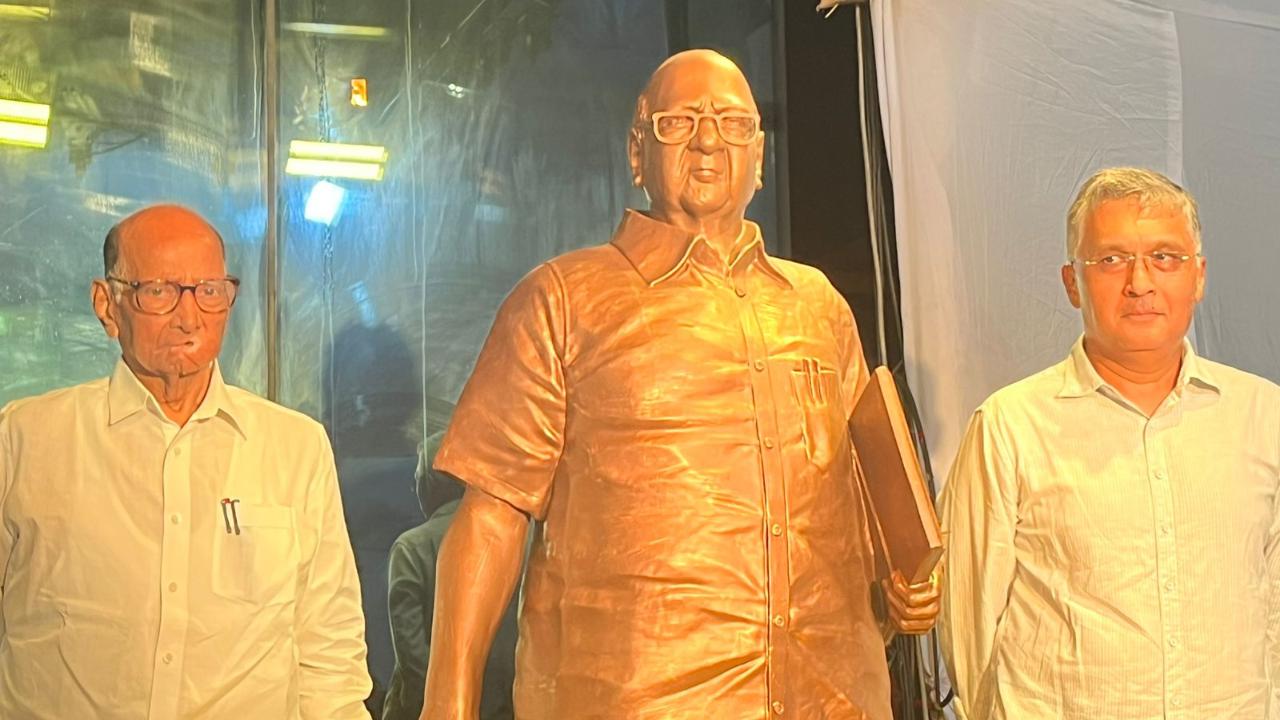 Former MCA president, Sharad Pawar, was also snapped next to his statue outside Mumbai's museum