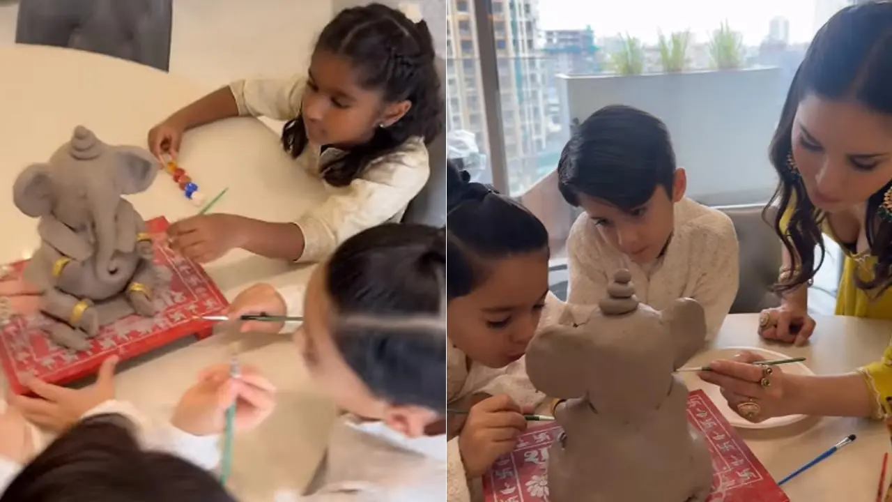 Sunny Leone shares priceless Ganesh Chaturthi moments with her kids
