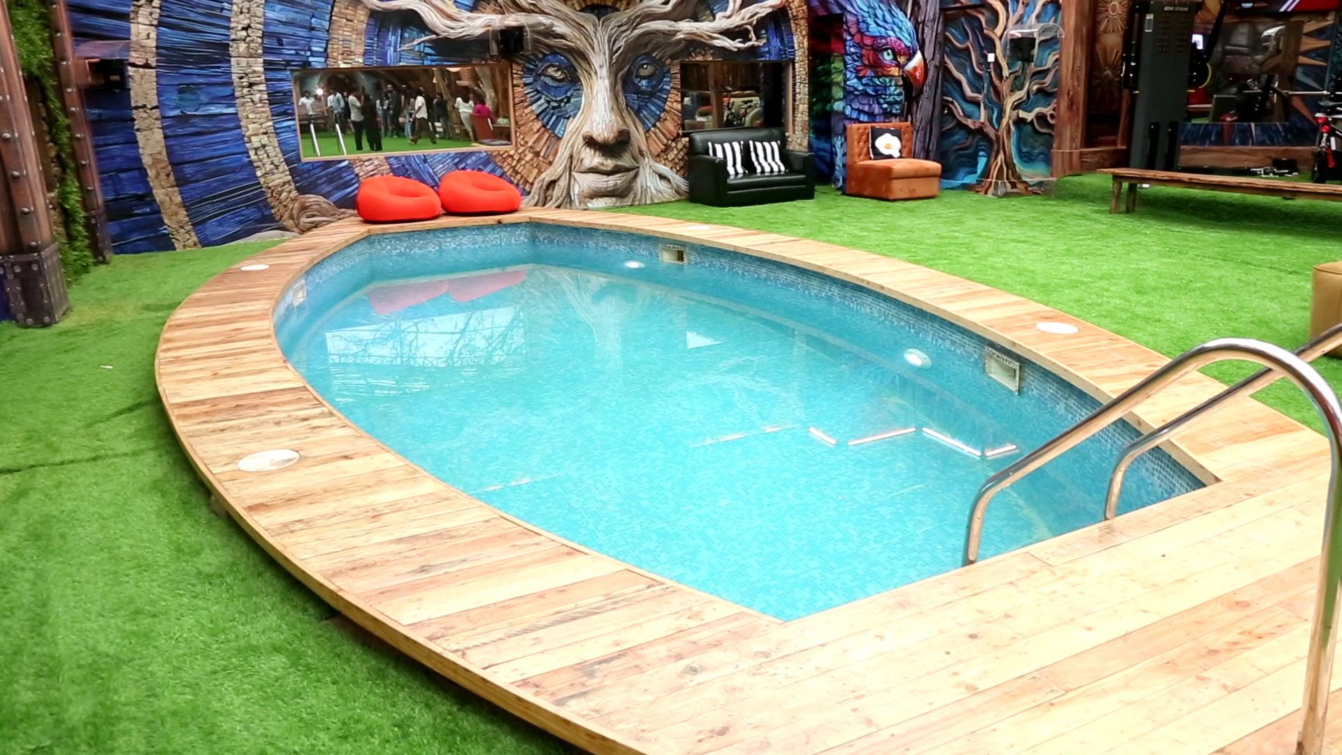 One of the biggest attractions of the house is always the swimming pool, which, this year too, looks unique and fascinating. It has a huge face with an enchanted tree overlooking the swimming area.