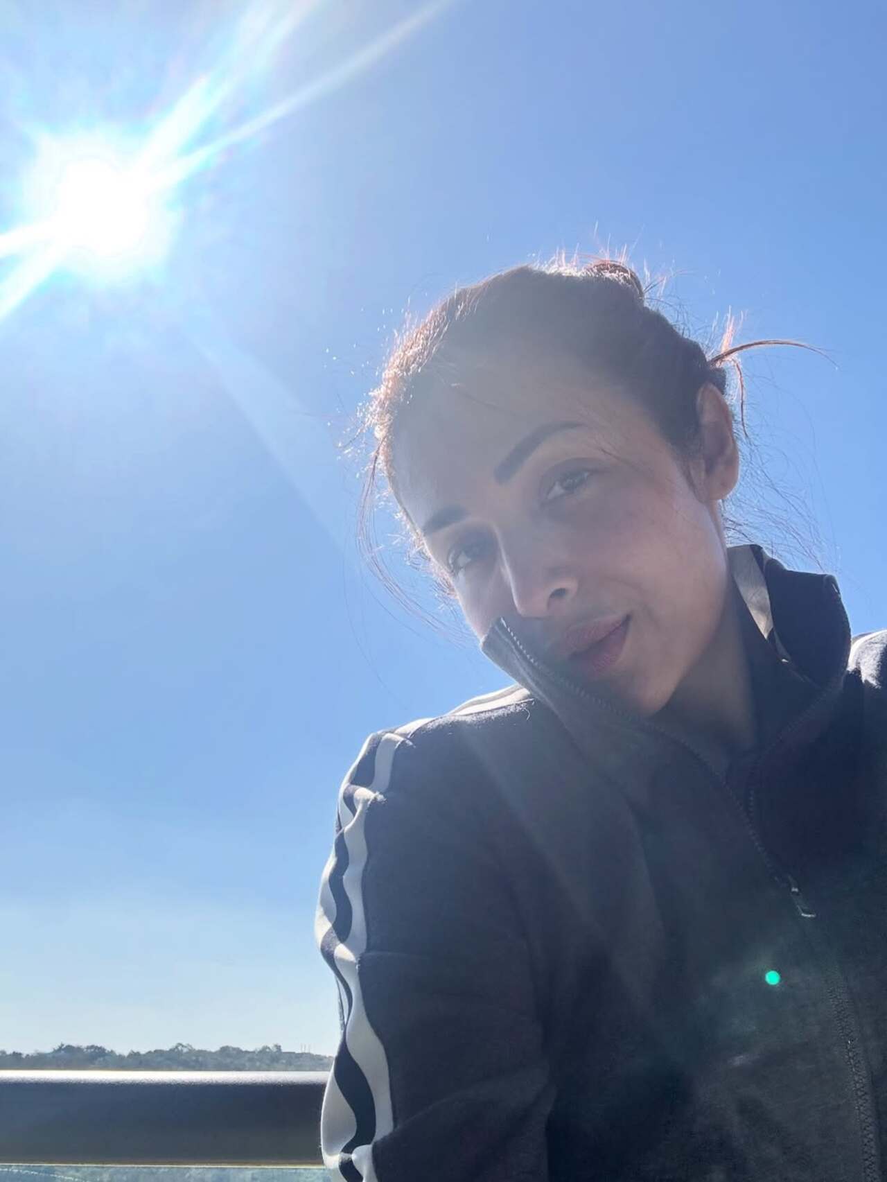 <p>She also shared a candid selfie of her enjoying the cool winter sun</p>