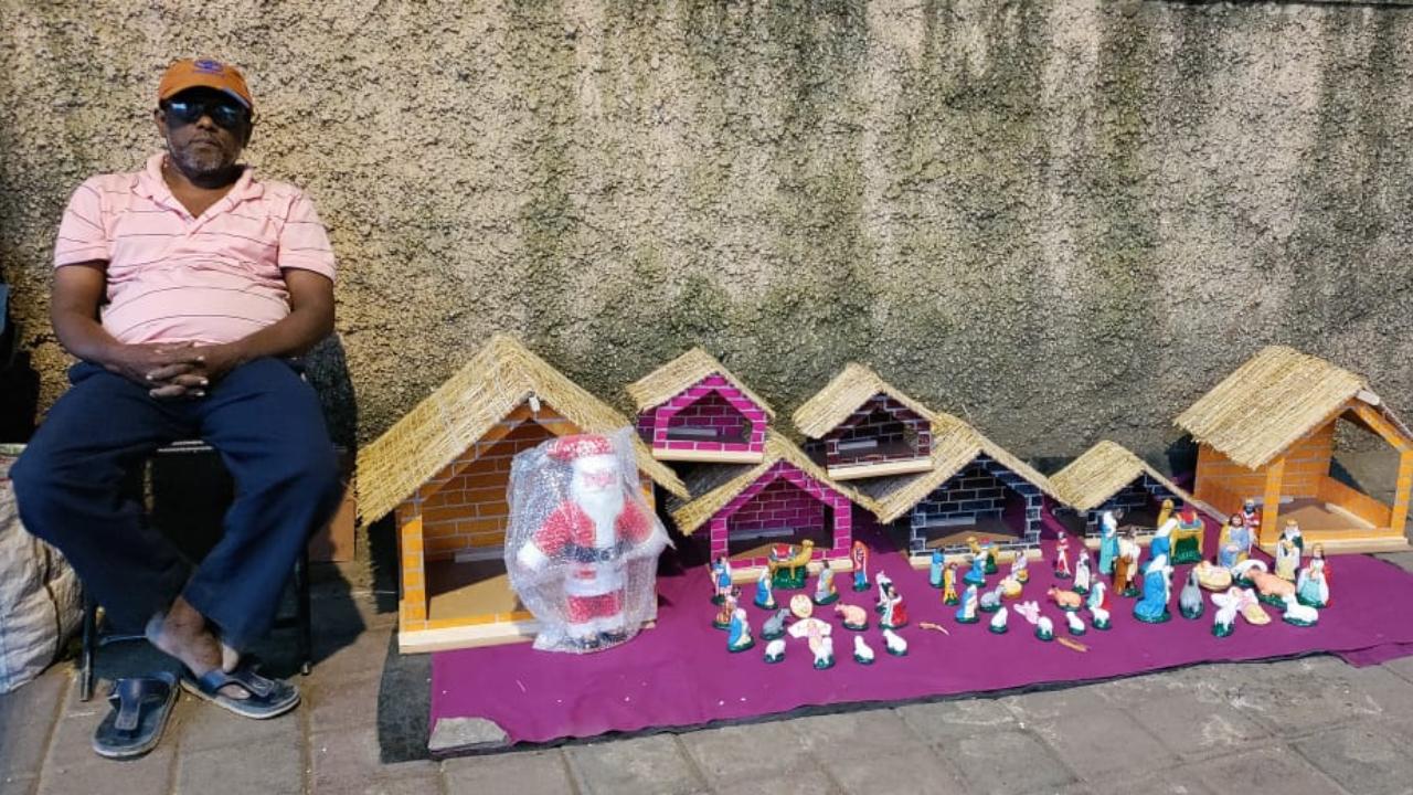 Around the corner from St Joseph`s Convent on Hill Road sits Anthony Das, who has been selling the statues and hardboard houses for a long time. Sitting across the road along St Peter`s Church for close to 40 years, he has now moved opposite the road, but can be spotted easily.
Das says he will be sitting there till December 24 and has sets of statues that start from Rs 800 for 17 pieces, and can go up to Rs 3500 based on size. It is no different with the houses to make the crib that are made of hardboard Around the corner from St Joseph`s Convent on Hill Road sits Anthony Das, who has been selling the statues and hardboard houses for a long time. Sitting across the road along St Peter`s Church for close to 40 years, he has now moved opposite the road, but can be spotted easily.
Das says he will be sitting there till December 24 and has sets of statues that start from Rs 800 for 17 pieces, and can go up to Rs 3500 based on size. It is no different with the houses to make the crib that are made of hardboard