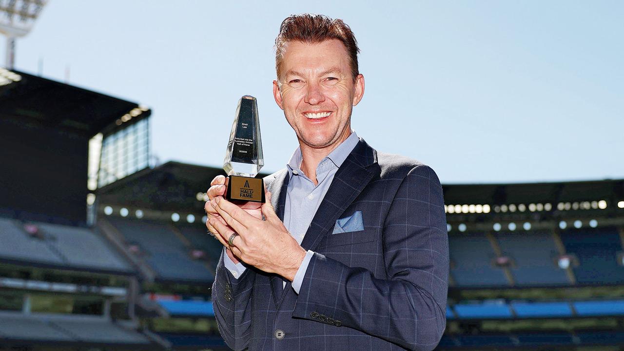 Brett Lee with his Hall Of Fame trophy in Melbourne on Sunday. PIC/GETTY IMAGES