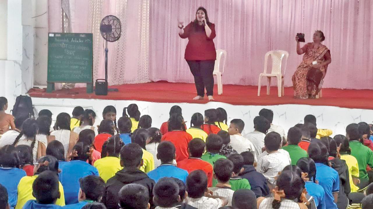 One of the workshops on child self-advocacy being conducted in Nirmala Niketan college