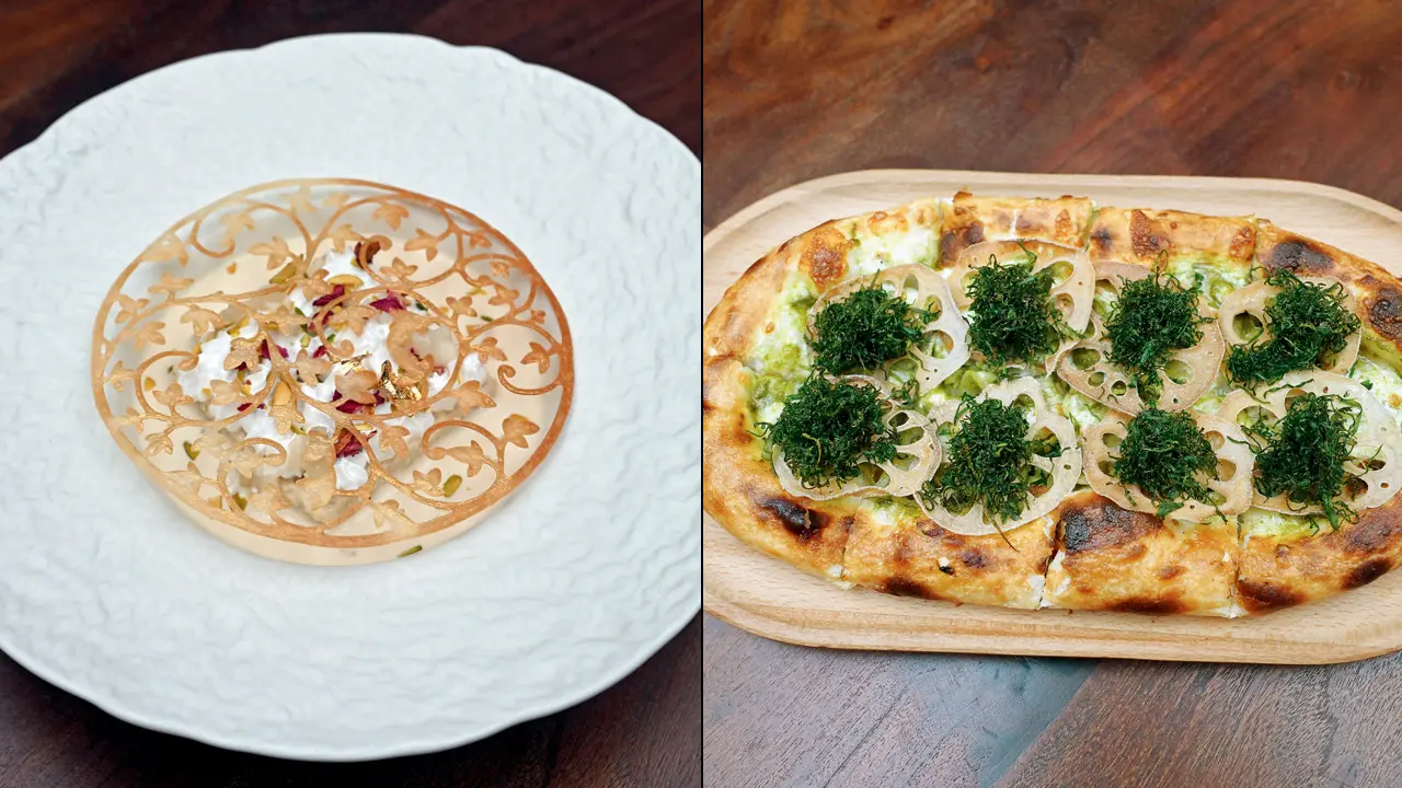 Sitafal Tres Leches and Lotus Stem Pinsa