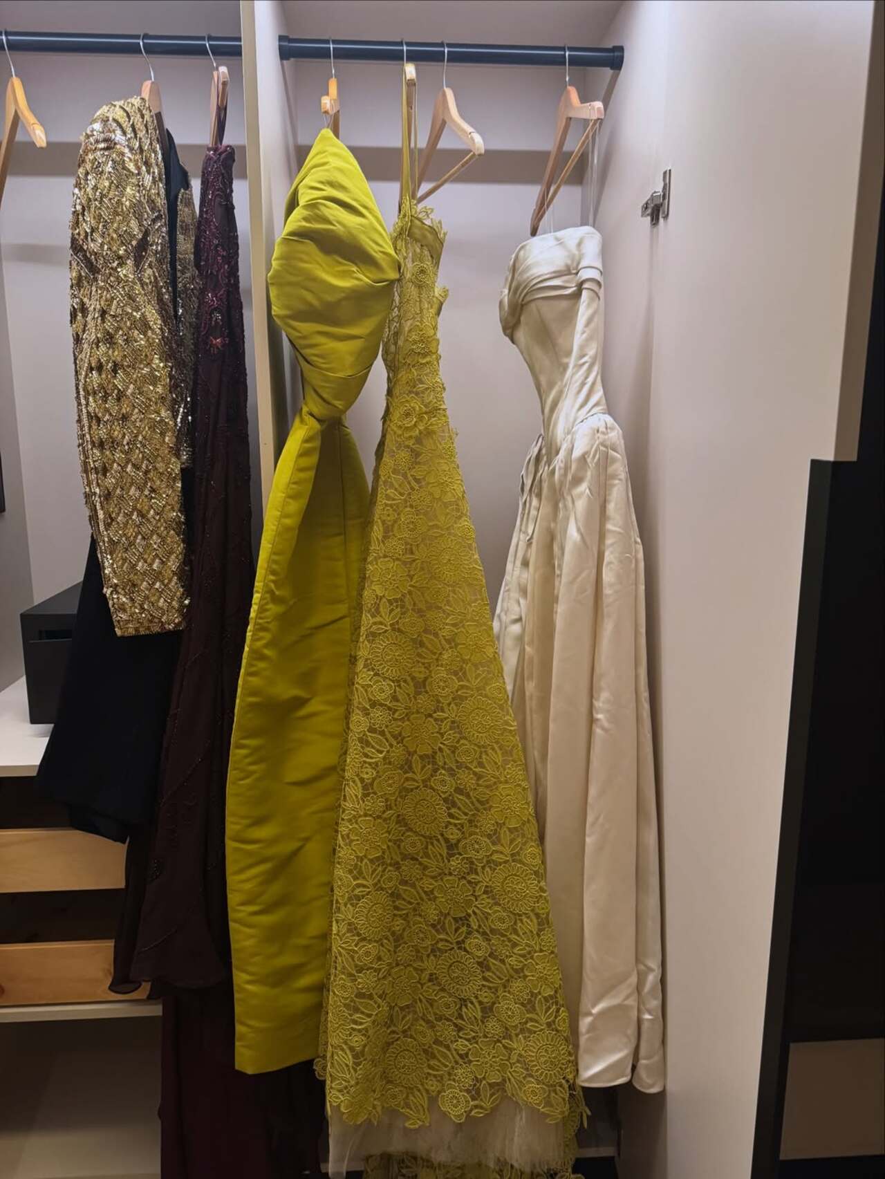 She also shares a glimpse of her closet and it truly dished out style goals. From shimmery jackets to long strapless gowns, her style had all.