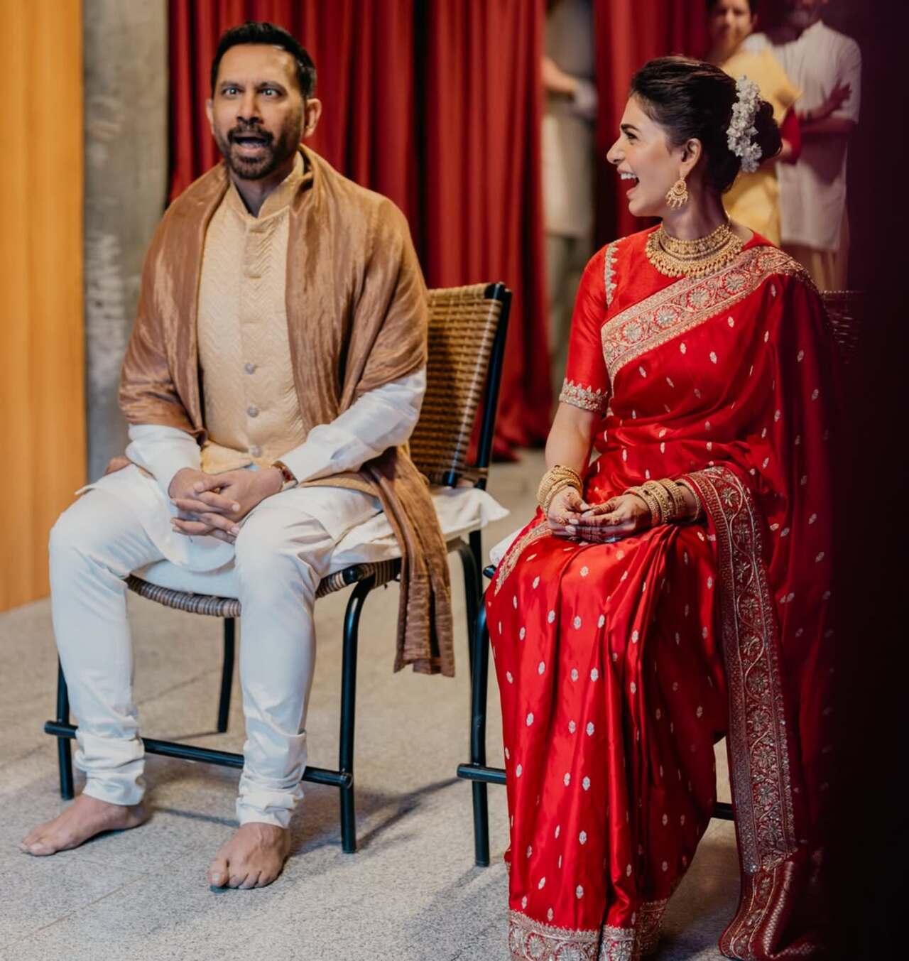 <p>Among the highlights of her post was an unseen wedding photograph featuring Raj pulling a goofy expression as Samantha laughed beside him.</p>