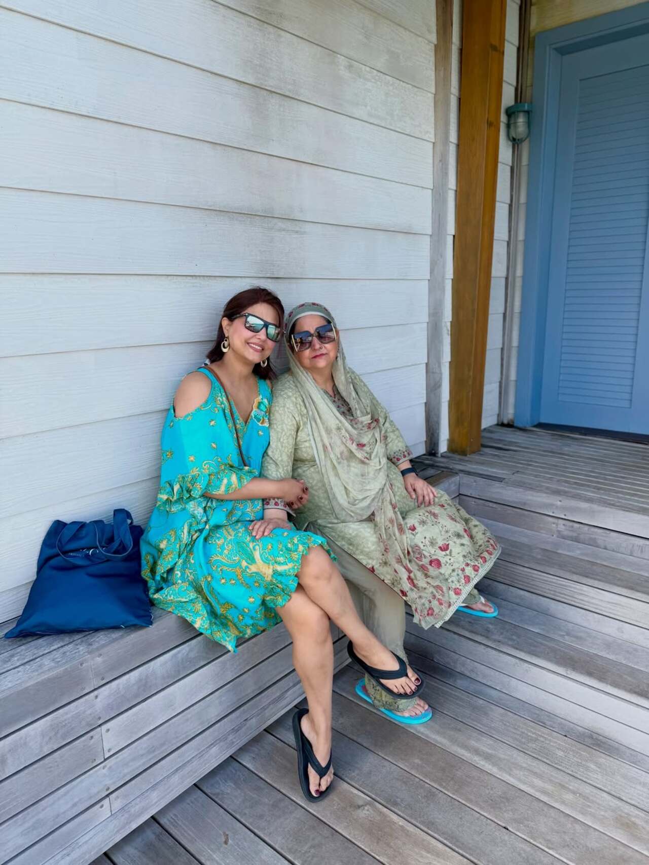 Hina's mother also joined her on the trip and she posed with her for an adorable pic. Hina also shared a picture of her mother enjoying a humongous spread of breakfast.