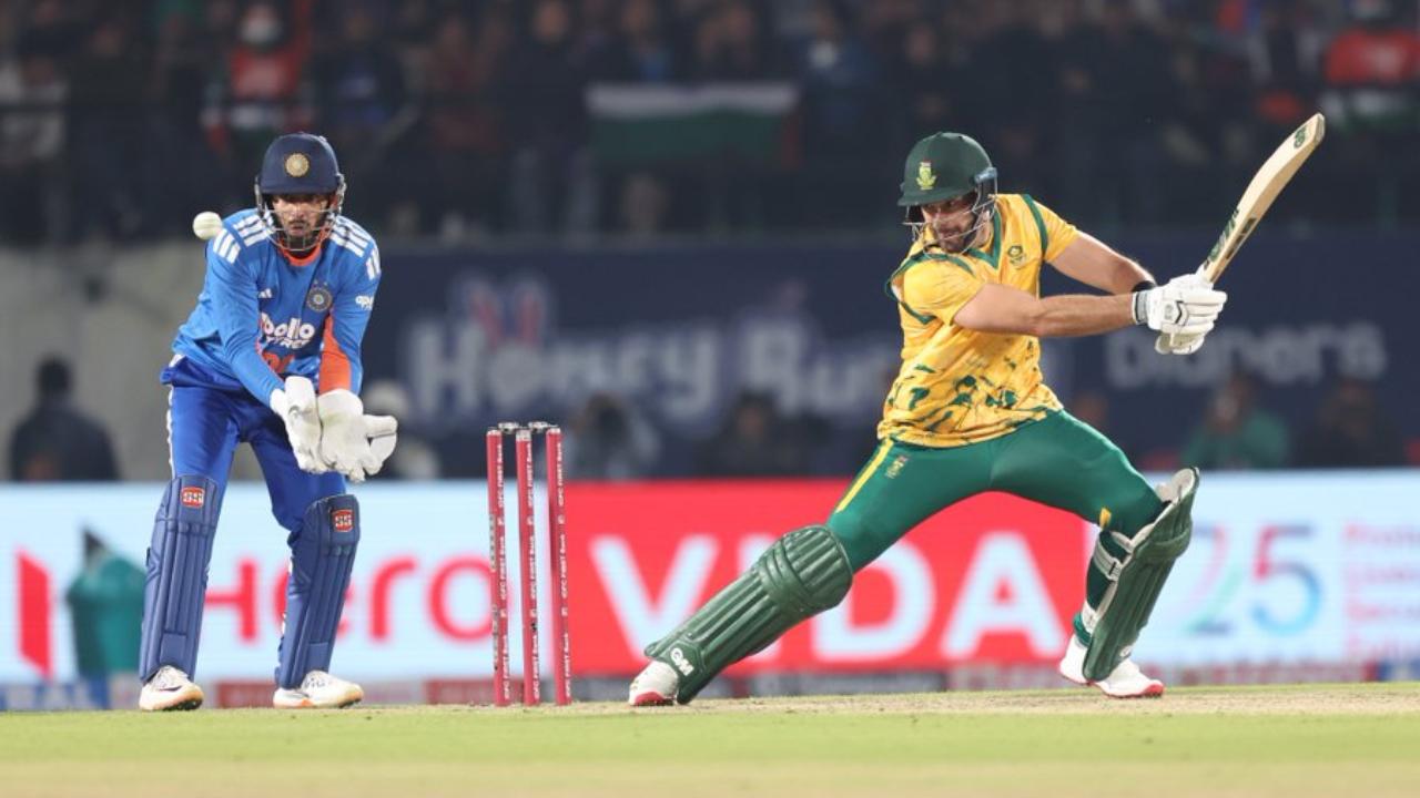 Skipper Aiden Markram played a blistering knock of 61 runs off 46 deliveries. His knock was laced with six boundaries and two maximums (Pic: X/@ProteasMenCSA)