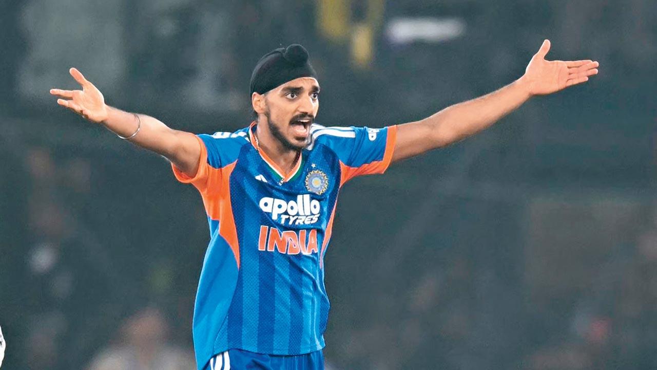 Arshdeep Singh after dismissing SA’s Tristan Stubbs. Pic/AFP