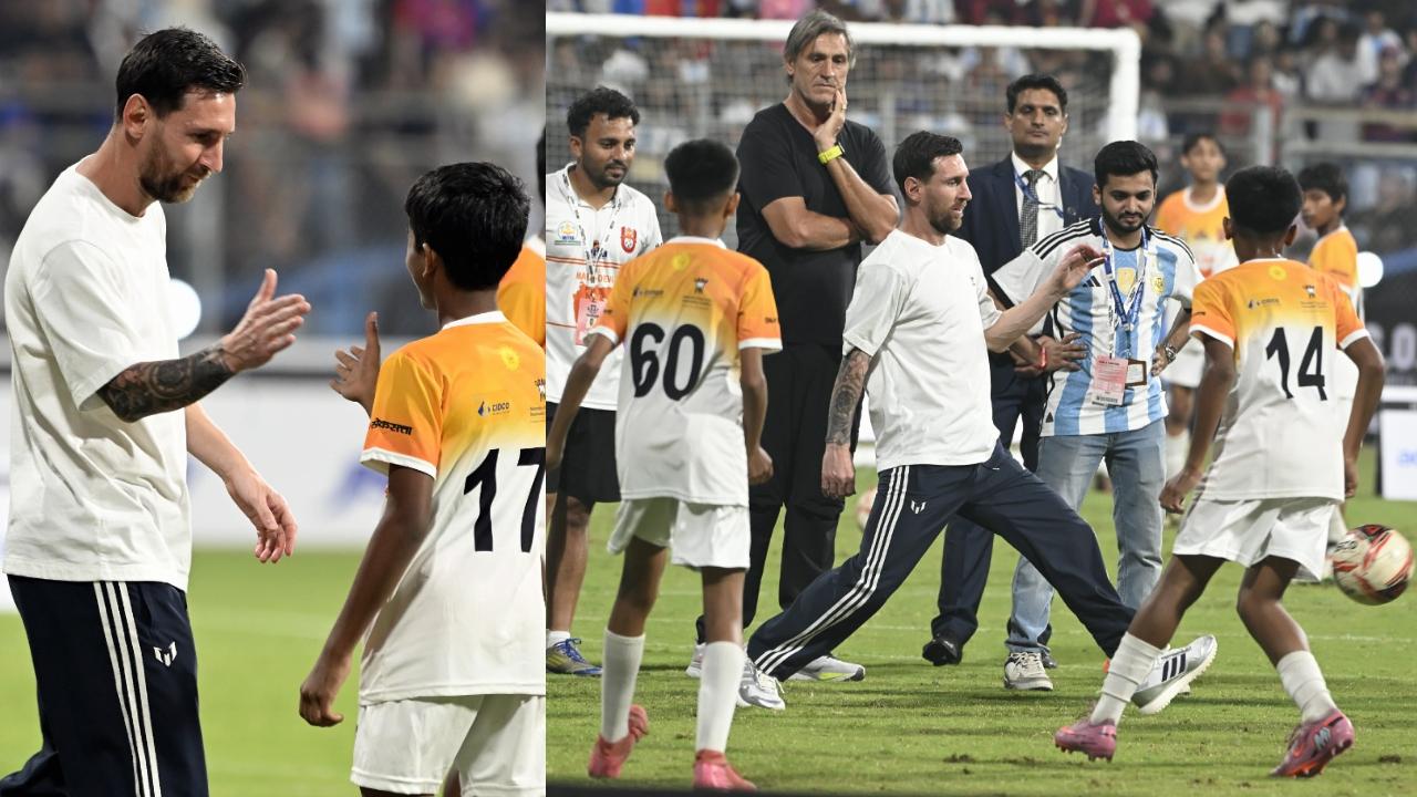 Messi also interacted and played football with the budding footballers of India