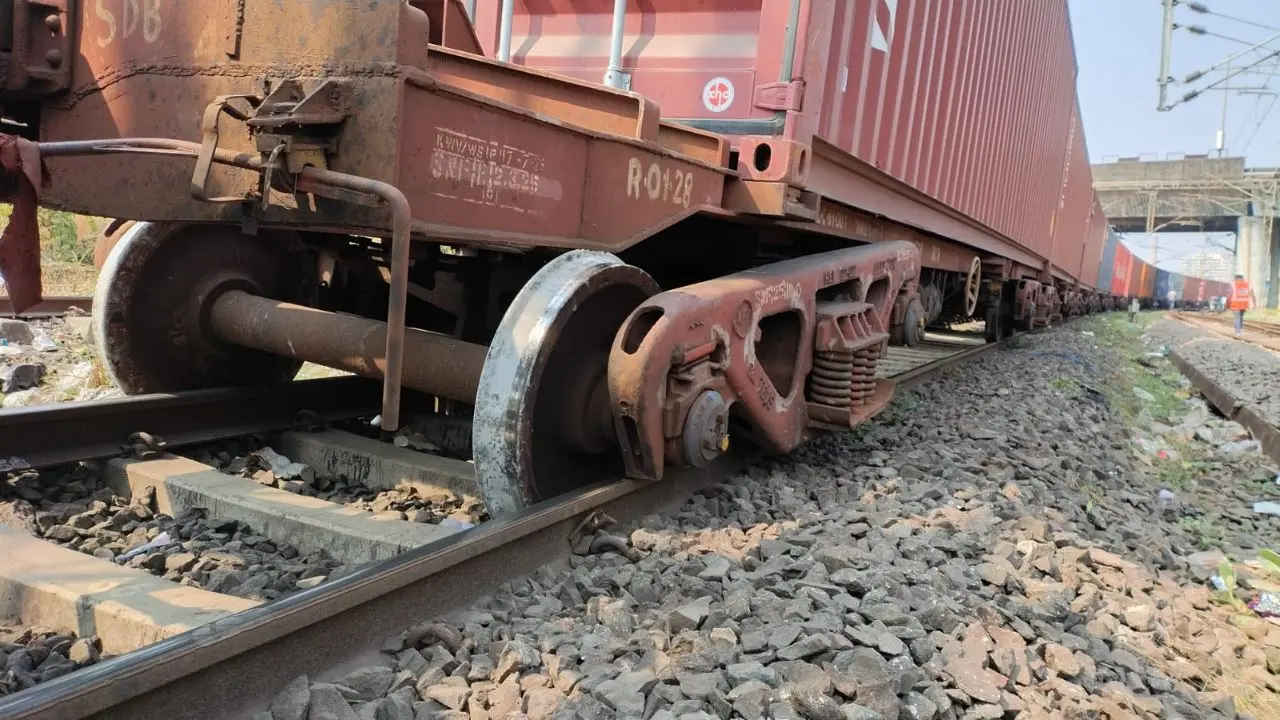 Container train derails near Panvel, one trolley off track at Kalamboli