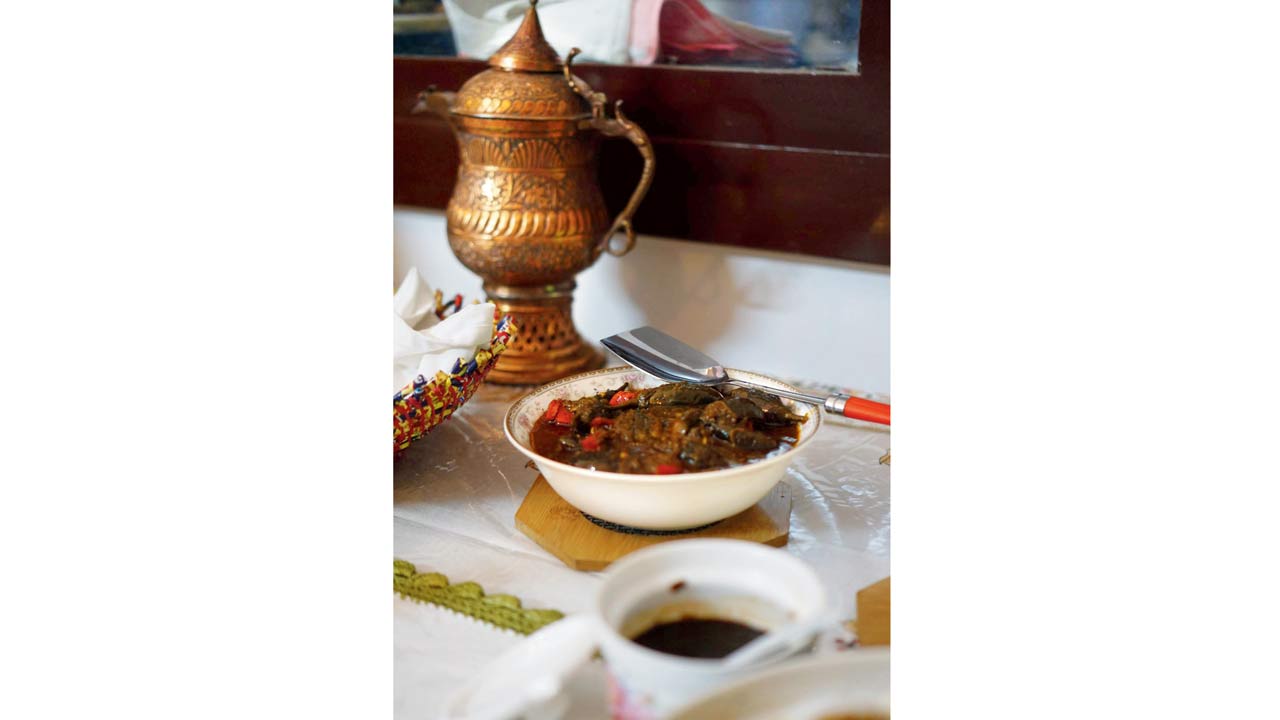 Mirch ka salan served as a part of an elaborate Awadhi dinner at Rishad Rizvi’s home