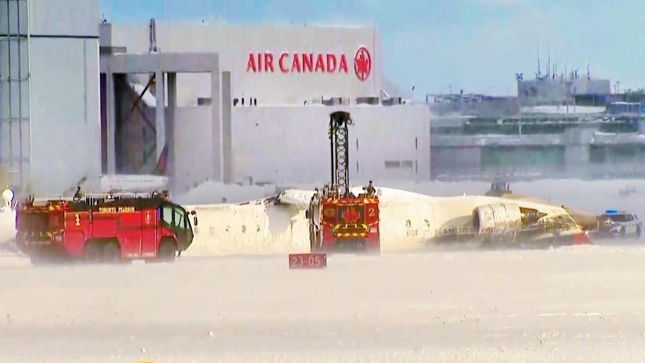 Aircraft flips upside down on Toronto runway; 80 aboard safe