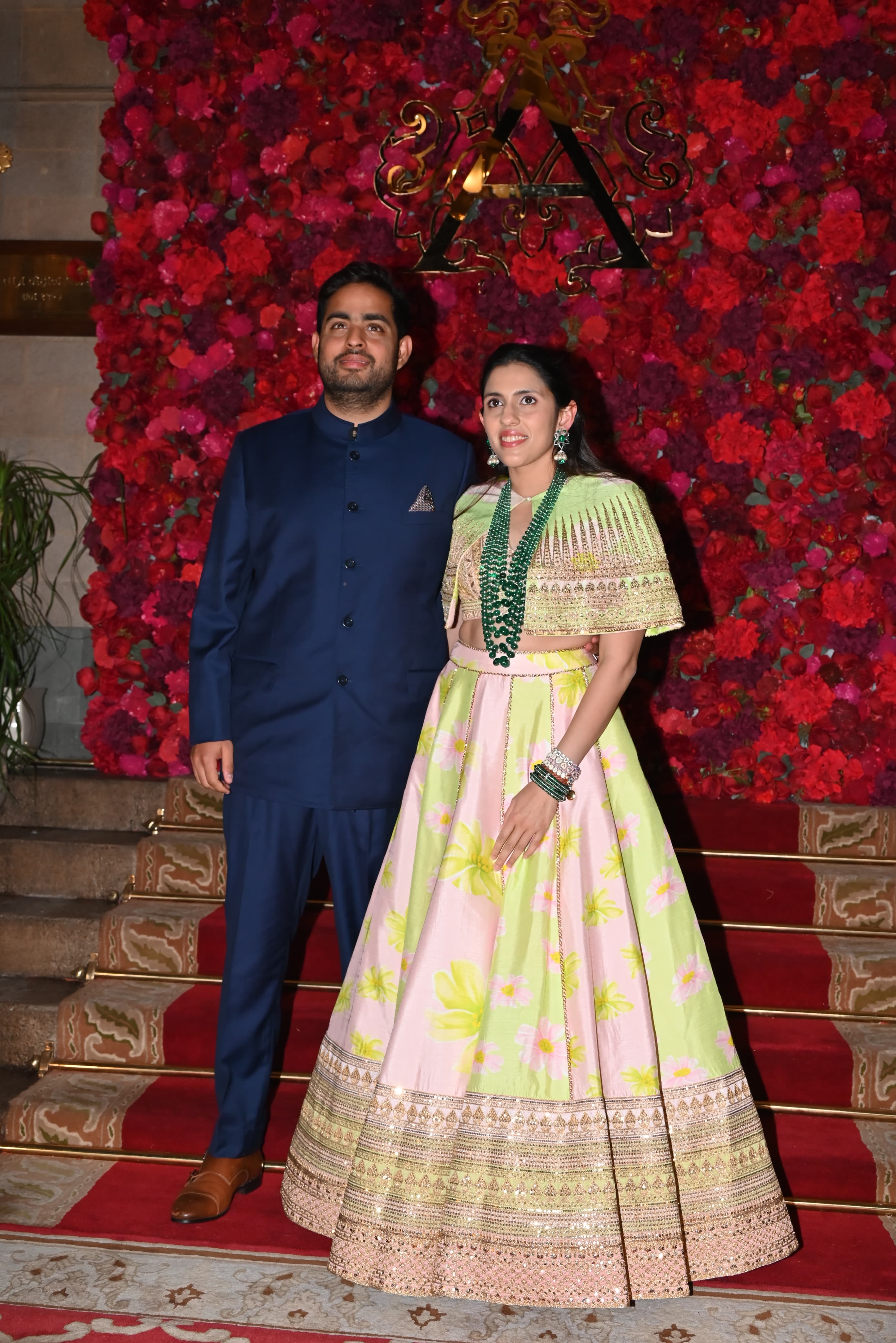 Akash Ambani and Shloka Ambani were all smiles as they arrived to attend  Aadar & Alekha’s wedding ceremony