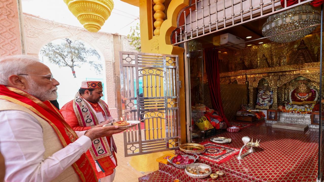 ust before laying the foundation stone for Bageshwar Dham Medical and Science Research Institute, PM Modi paid obeisance at the Bhageshwar Dham temple