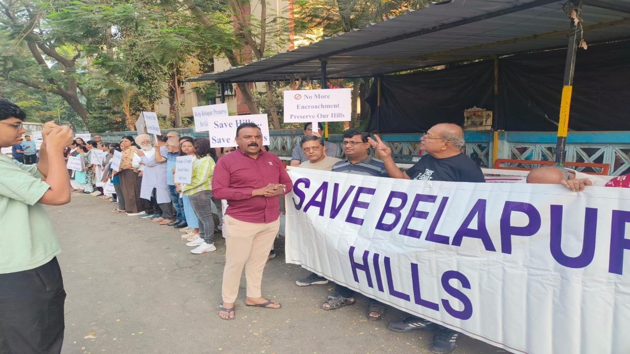 Locals protest against CIDCO's inaction over encroachment on Belapur Hill 