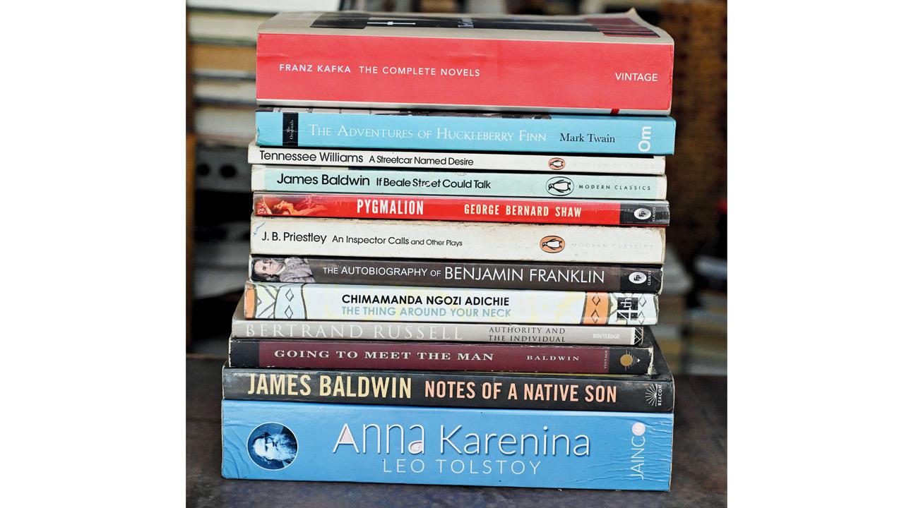 A collection of second hand books from the store
